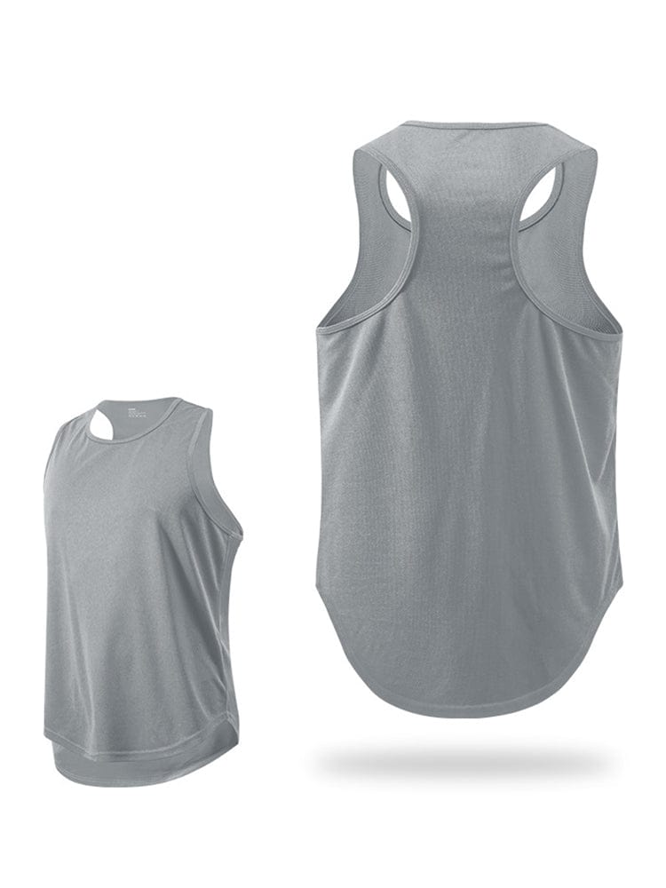 menaful Gray Racerback Vest / M Men's Summer Quick Dry Sports Vest