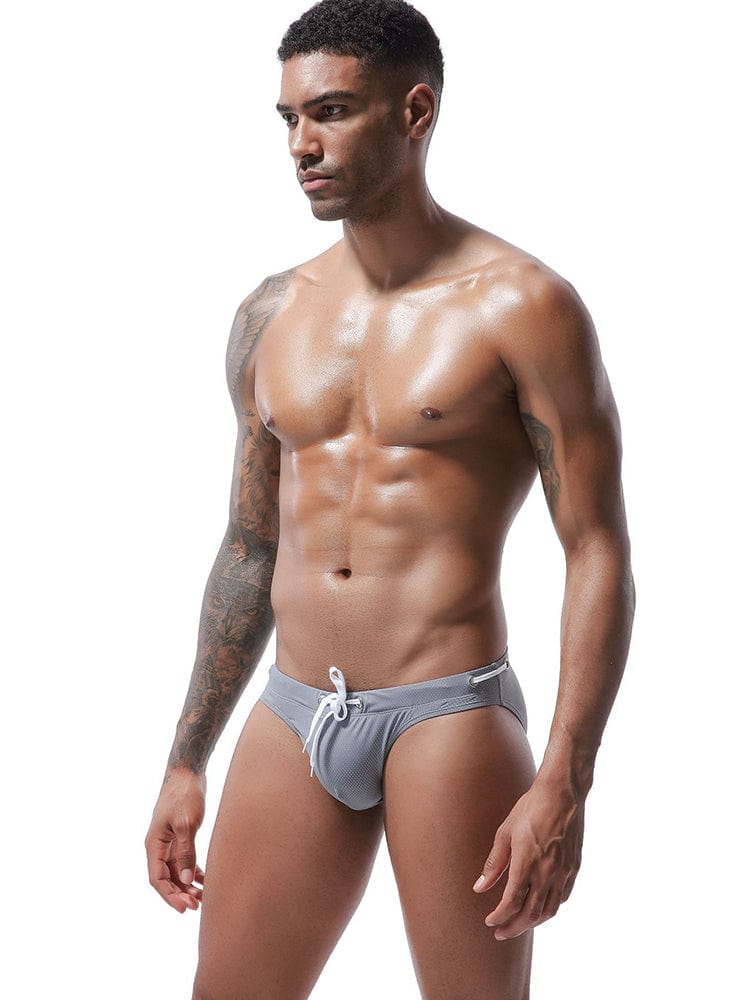 menaful Gray / S Men's Lanyard Swimming Briefs