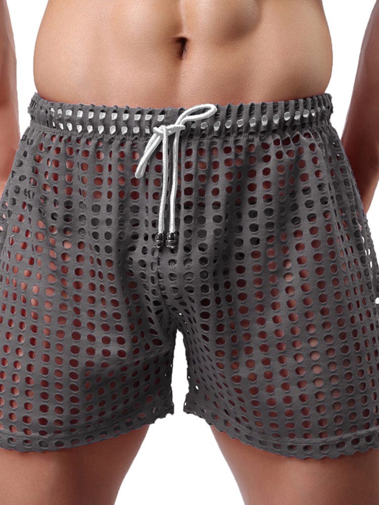 menaful Gray / S Men's Loose Sexy Mesh Shorts