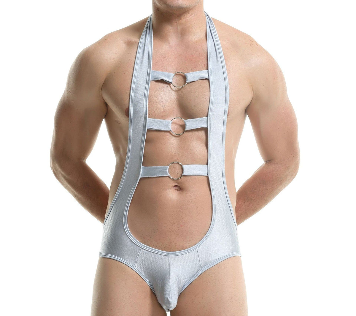 Menaful™ gray / S Men's Sexy Three-Ring Halter Bodysuit