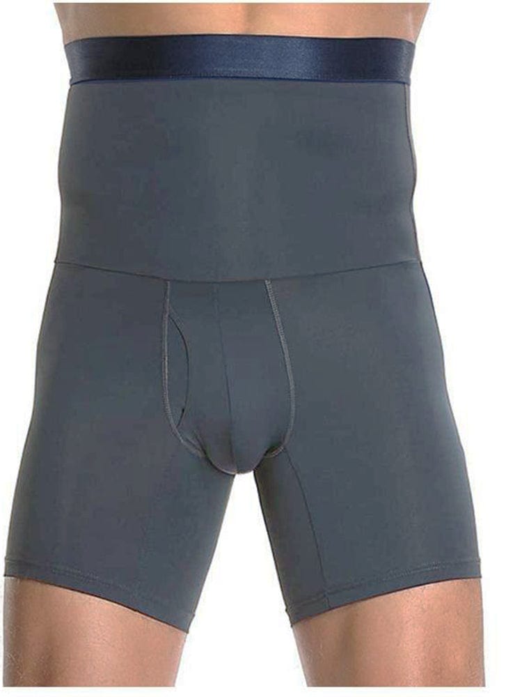 menaful Gray / S Men's Silicone Anti-Slip High Waist Shaping Boxer Briefs