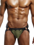 menaful Green / 28 Sexy Crotch Protector Genuine Leather Thong