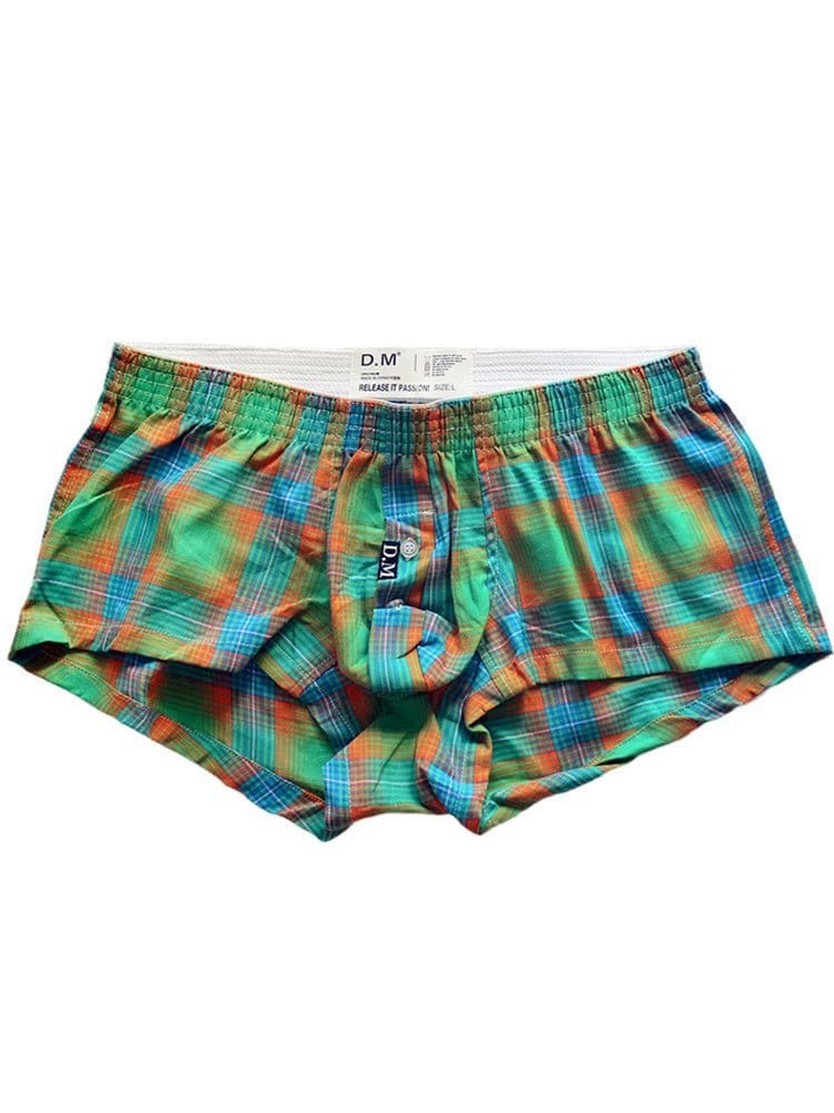 menaful Green / M Breathable Checkered Home Boxer Briefs