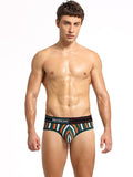 menaful Green / M Colorful Striped Cotton Briefs