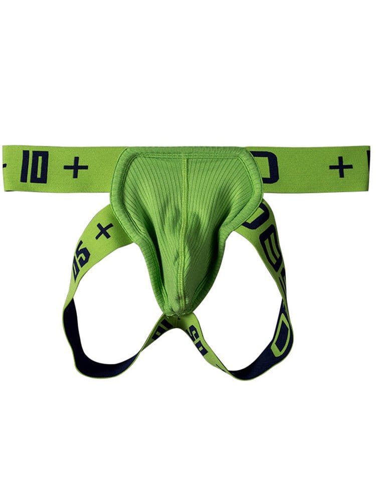 menaful Green / M Double Belt Sexy Back Cutout Stretch Thong