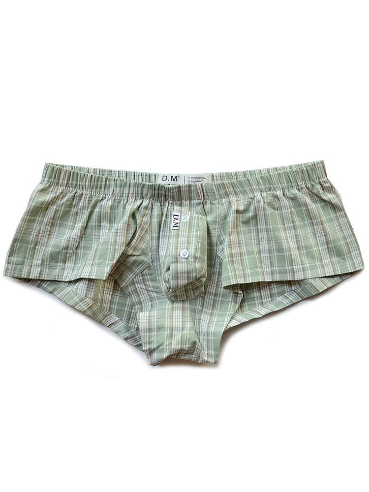 menaful Green / M Low Rise Sexy Plaid Home Boxer Briefs