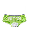 menaful Green / M Low Waist Sexy Nylon Letters Transparent Boxer Briefs