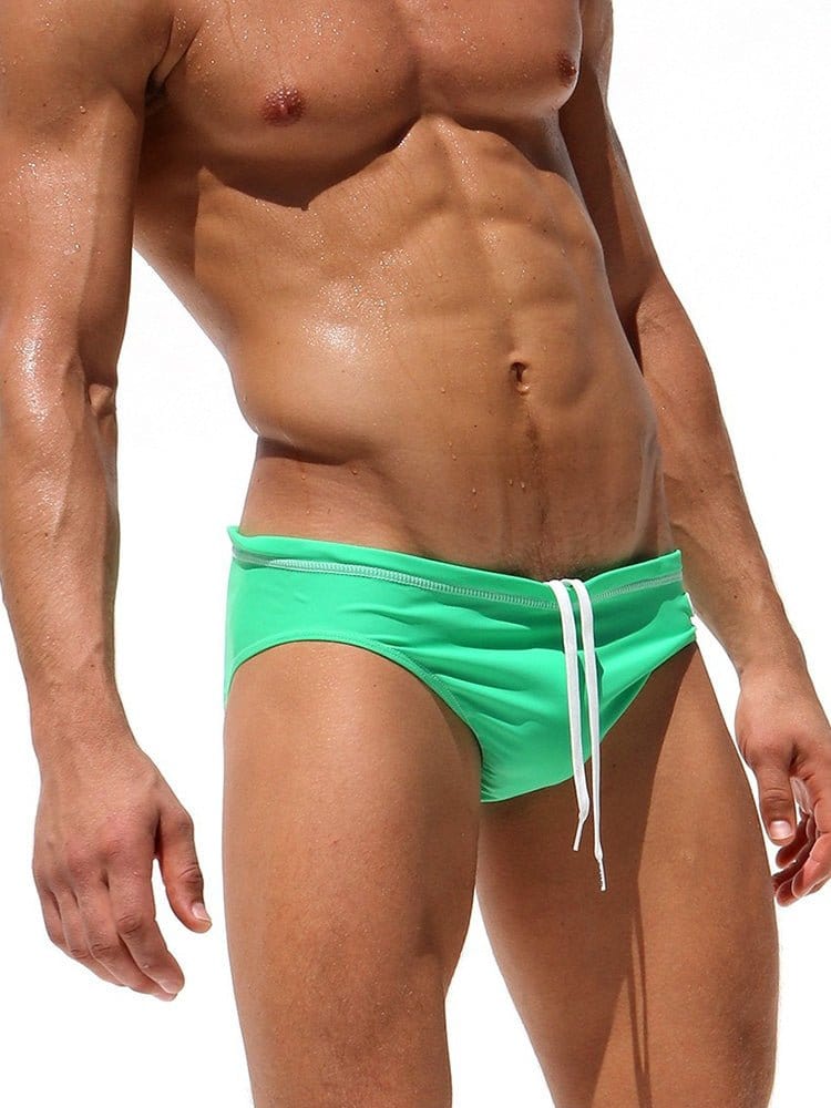 menaful Green / M Men's Bikini Beach Fashion Swim Briefs