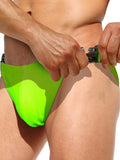 menaful Green / M Men's Bilateral Buckle Solid Color Triangle Swim Bikini