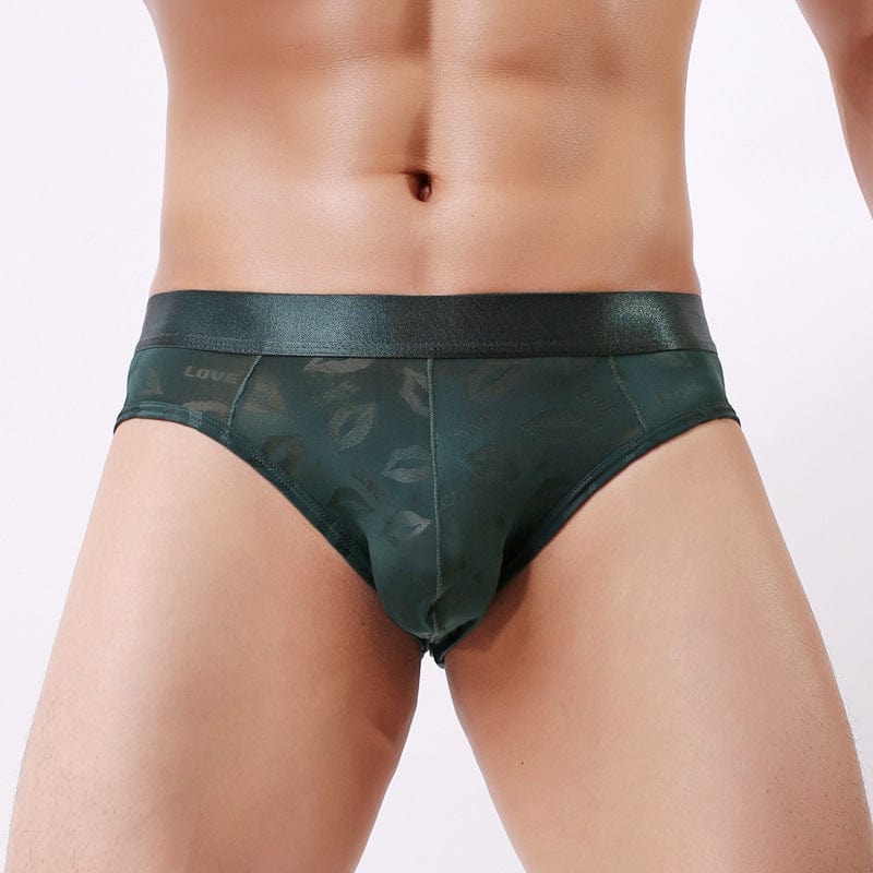 Menaful™ green / M Men's One-Piece Lightweight Lip Print Briefs