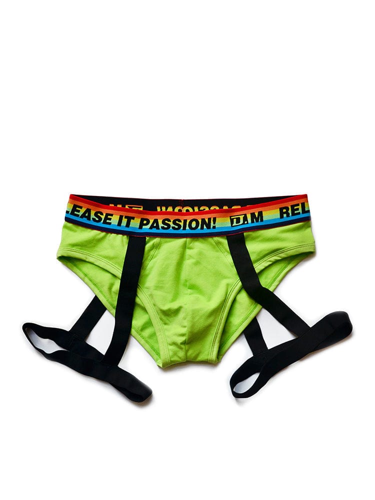 menaful Green / M Rainbow Solid Color Suspender Briefs