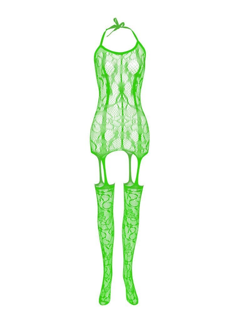 menaful Green / One Size Front And Rear Cutout Sock Bodysuit