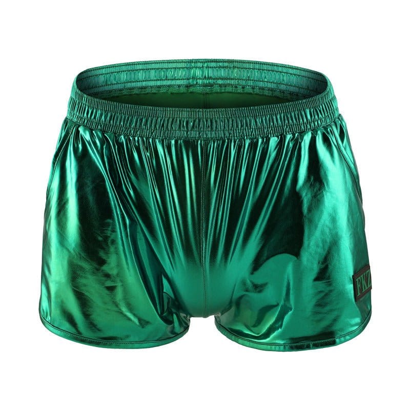 menaful Green / S Bronze Faux Leather Stretch Ice Silk Boxer Briefs