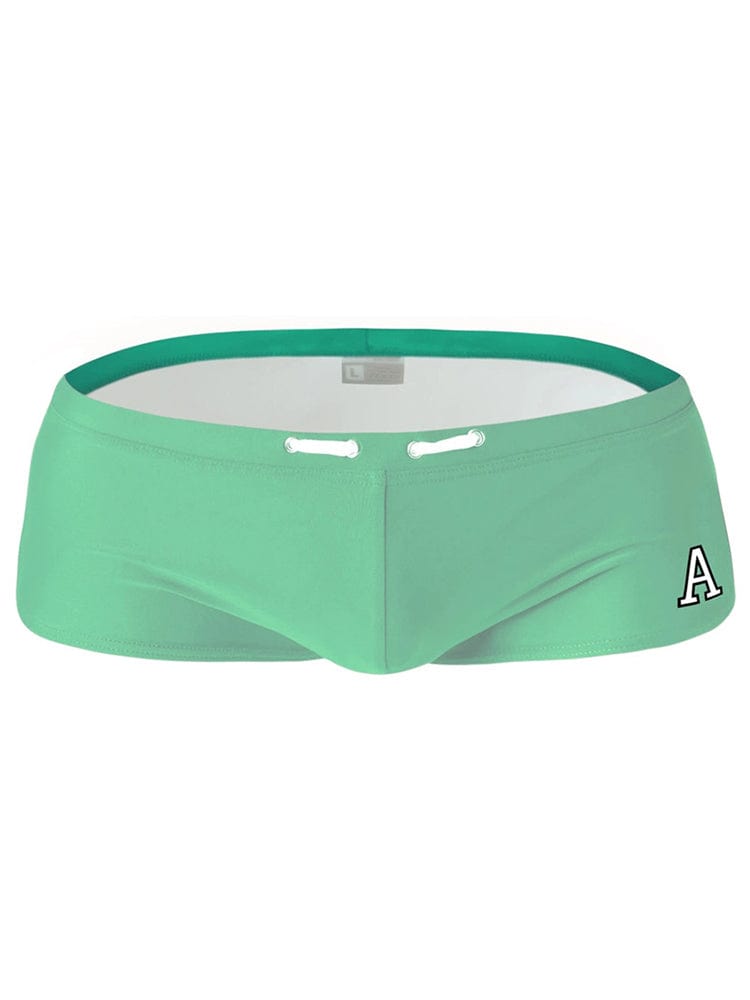 menaful Green / S Men's Letter A Sexy Swim Trunks