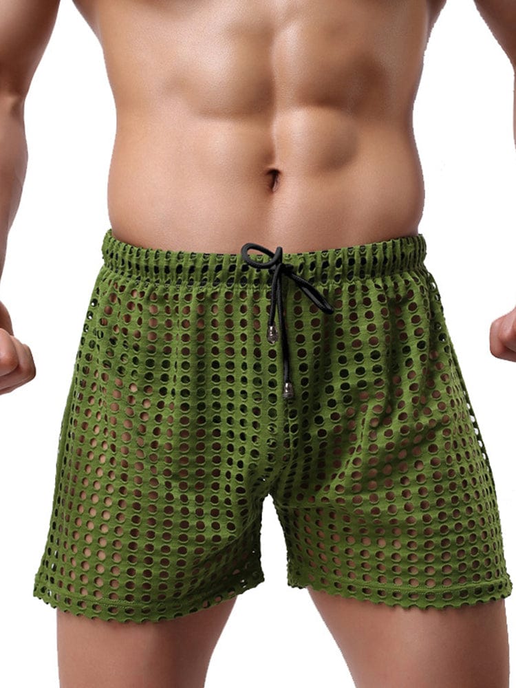 menaful Green / S Men's Loose Sexy Mesh Shorts