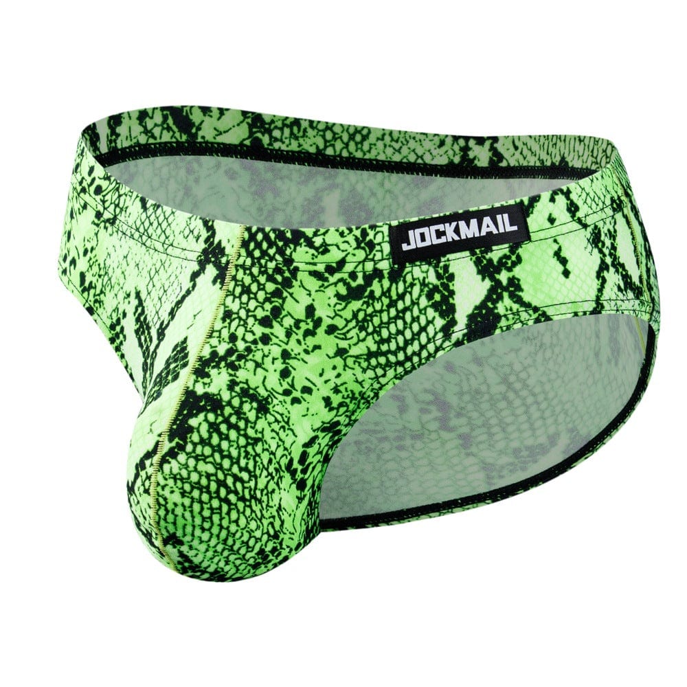 menaful green snake print / M Men's Sexy Leopard Snake Print Briefs