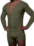 menaful Green / XS Men's One PieceTight Sexy Bodysuit Jumpsuit