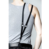 menaful harness Black / One Size Gothic Adjustable Slanting Shoulder Strap Suspenders Clip