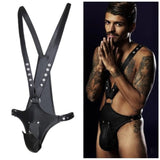 menaful harness Black / One Size Men's Bondage Erotic Leather Bodysuit Harness