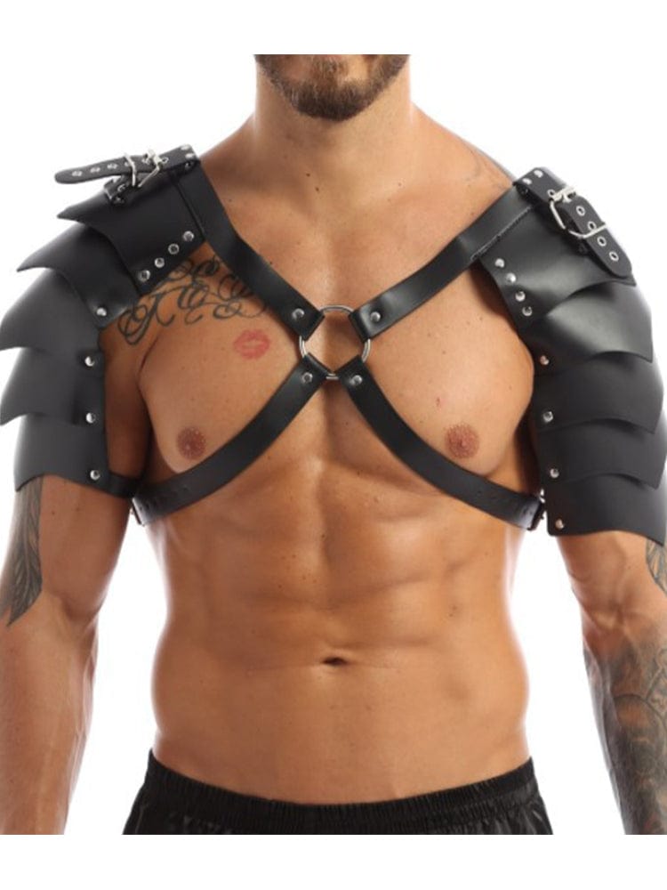 menaful harness Black / One Size Men's Punk Body Armor Chest Harness - Black