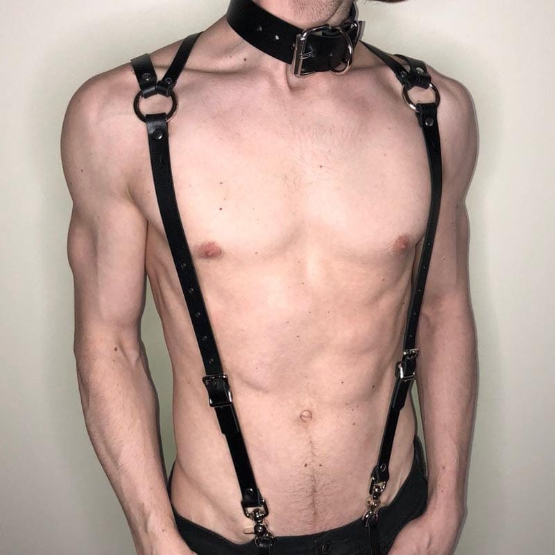 menaful harness Black / One Size Men's Sexy Corset Bundle Strap Harness Strap - Black