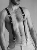 menaful harness Black / One Size Men's Versatile Leather Belt Straps Harness - Black