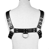 menaful harness Black / One Size Shoulder Strap Leather Chest Strap Harness - Black