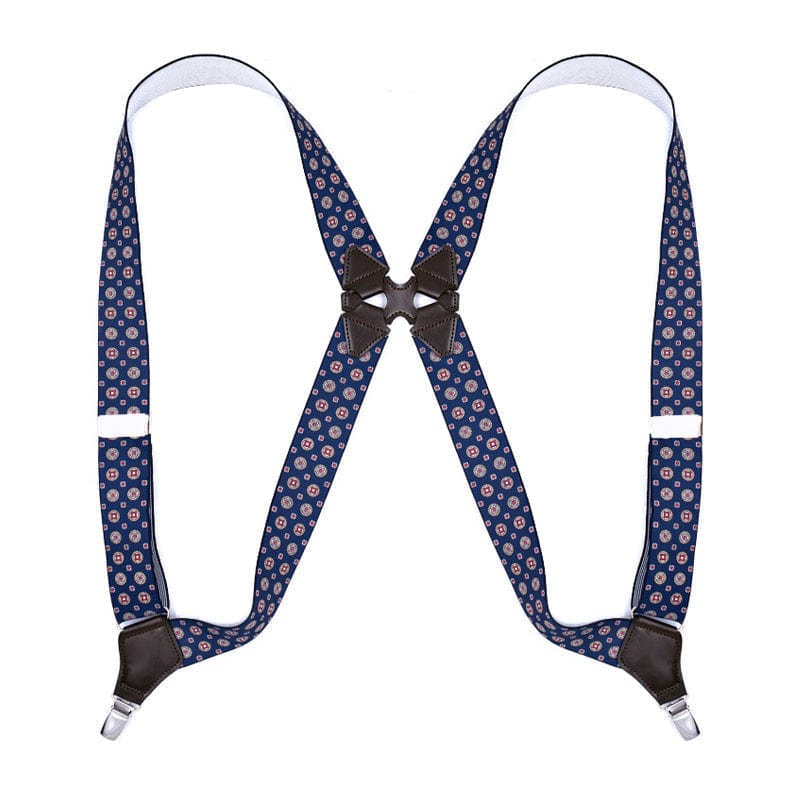 menaful harness Blue Round Pattern / One Size Retro Gentleman Men's Suspender Harness