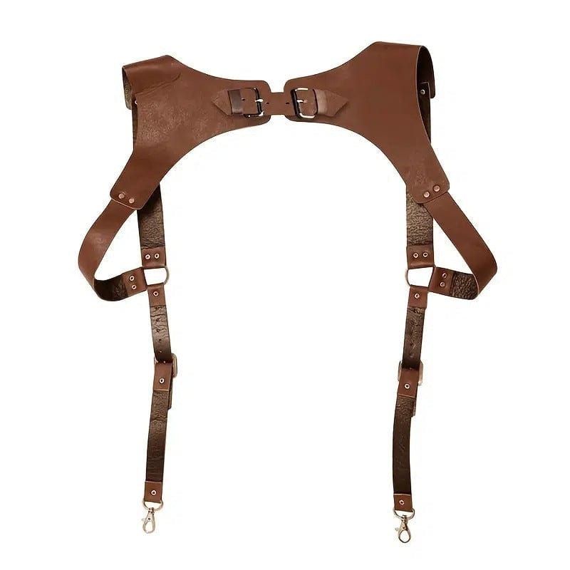 menaful harness brown Men's Leather Restraint Harness Strap