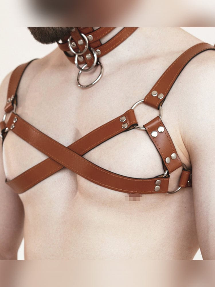 menaful harness Brown / One Size Leather Adjustable Body Strap