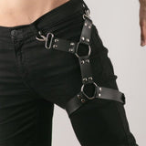 menaful harness Dark Brown / One Size Leather Thigh Leg Garters Belt Harness Punk Body Cage