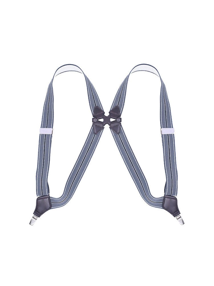 menaful harness Grey & White Stripes / One Size Retro Gentleman Men's Suspender Harness