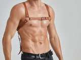 menaful harness PU-Dark Brown / One Size Mens Chest Harness