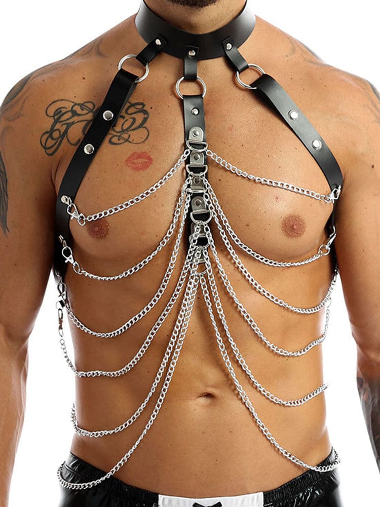 menaful harness Red / One Size Mens Chain Link Fetish Harness