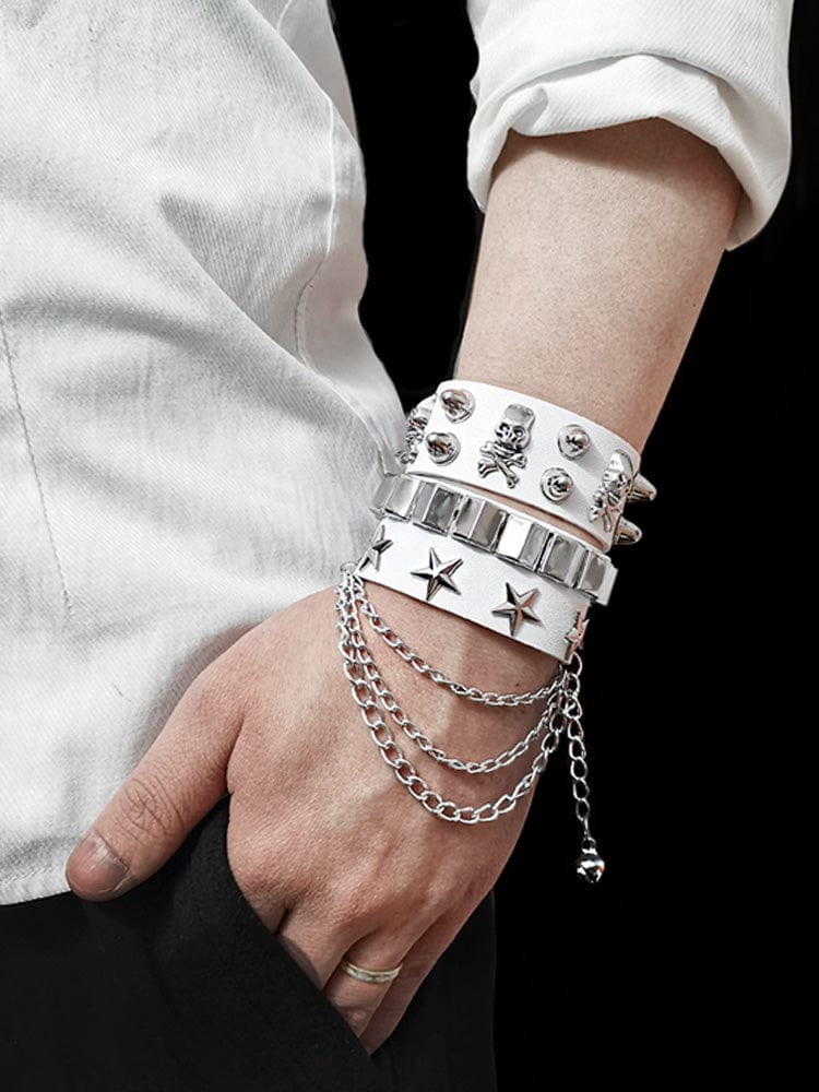 menaful I / Adjustable Punk Leather Stud Bracelet