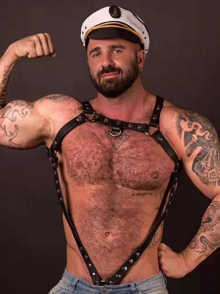 menaful Jumpsuit Genuine Leather Bulldog Harness