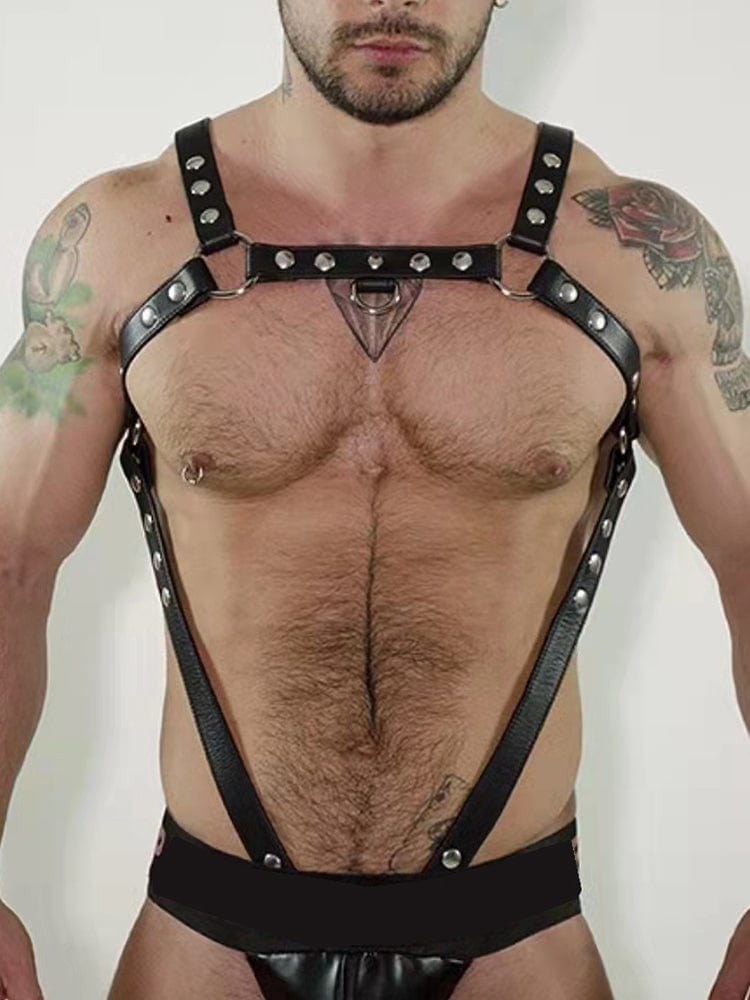 menaful Jumpsuit Genuine Leather Bulldog Harness