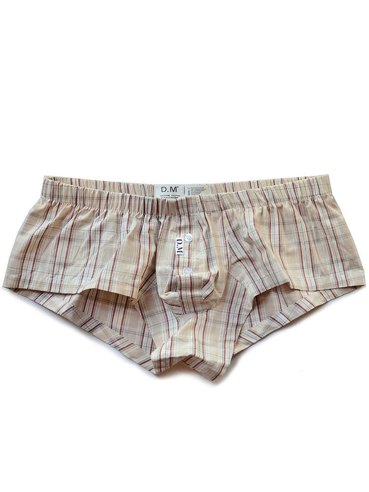 menaful Khaki / M Low Rise Sexy Plaid Home Boxer Briefs