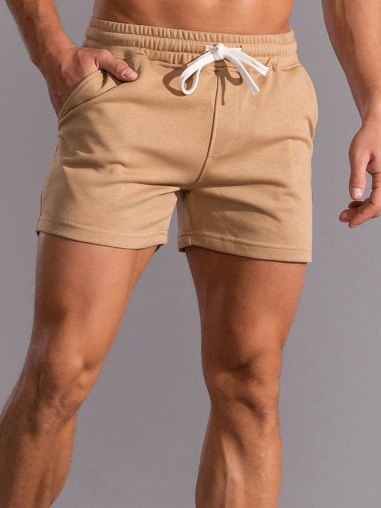 menaful Khaki / S Casual Cotton Sports Short Shorts