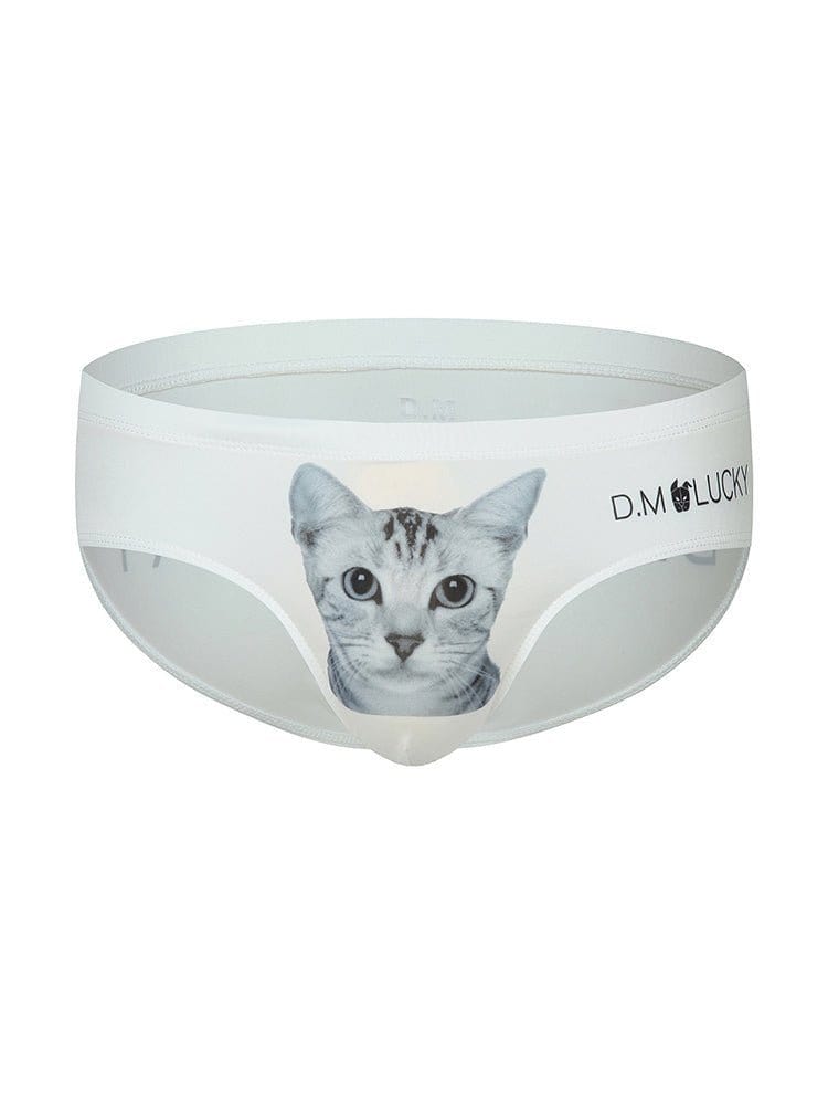 menaful Kitten / M Kitten White Cartoon Briefs