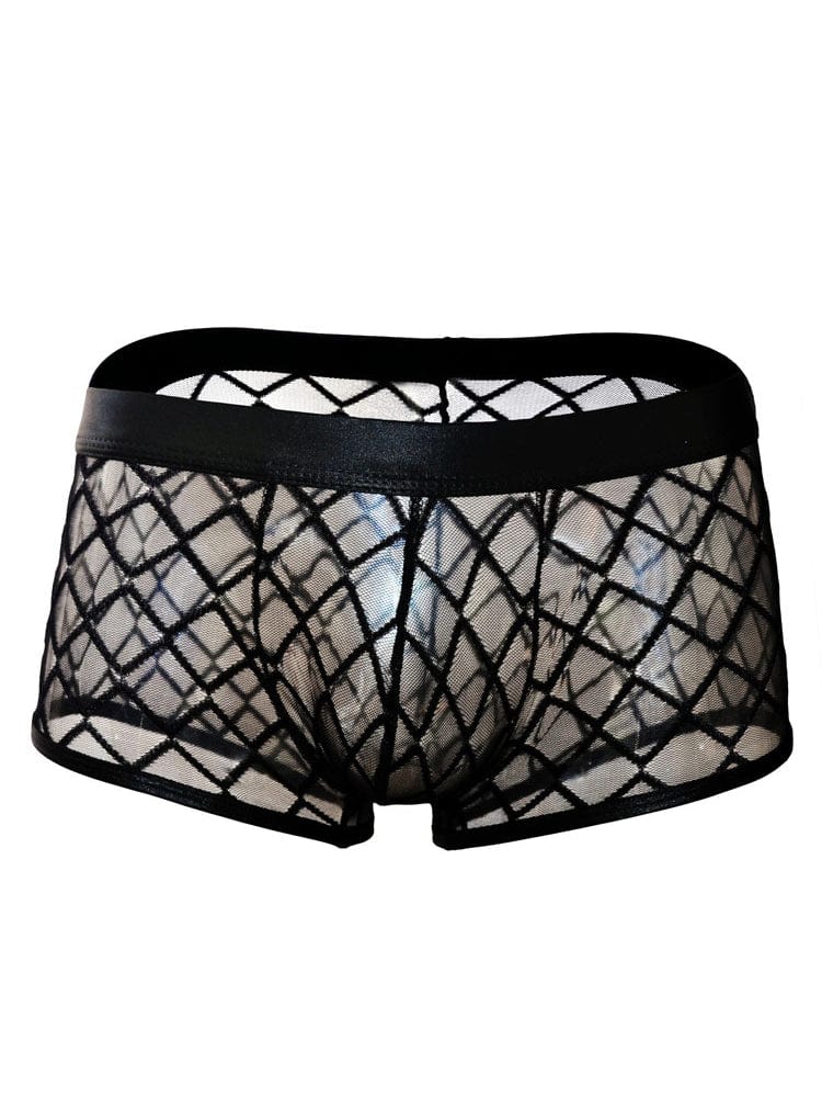 menaful Lace Check Sheer Mesh Boxer