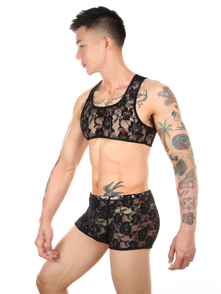 menaful Lace Sexy Stretch Underwear Suit