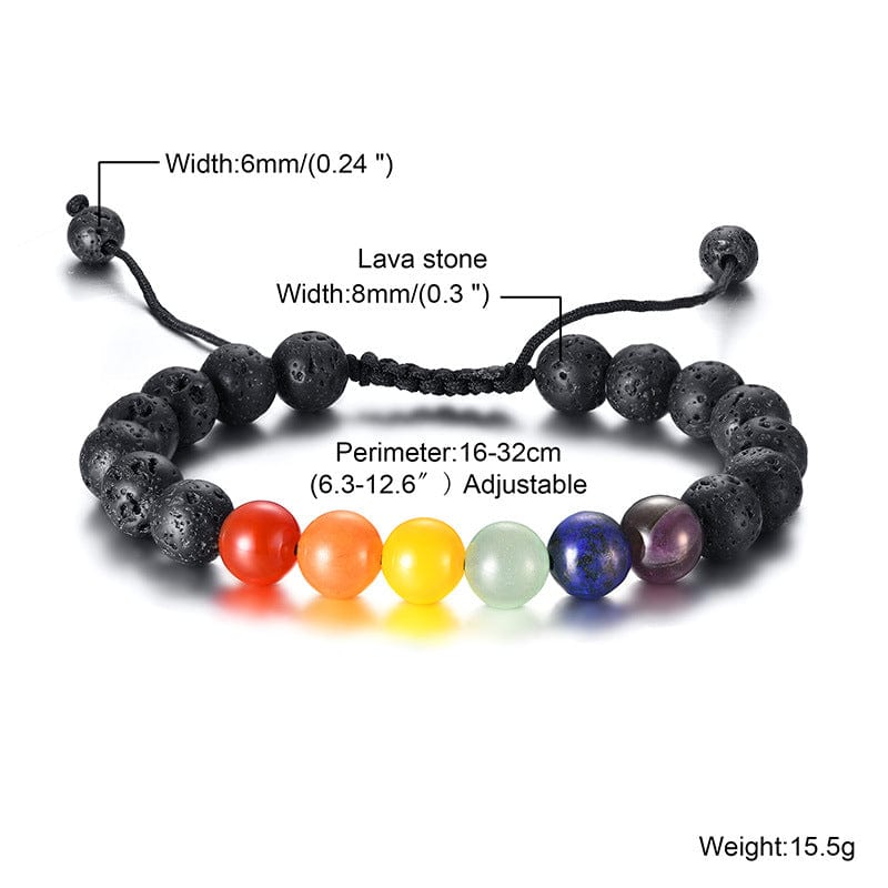 Menaful™ lava stone Rainbow bead lava stone bracelet PB-069