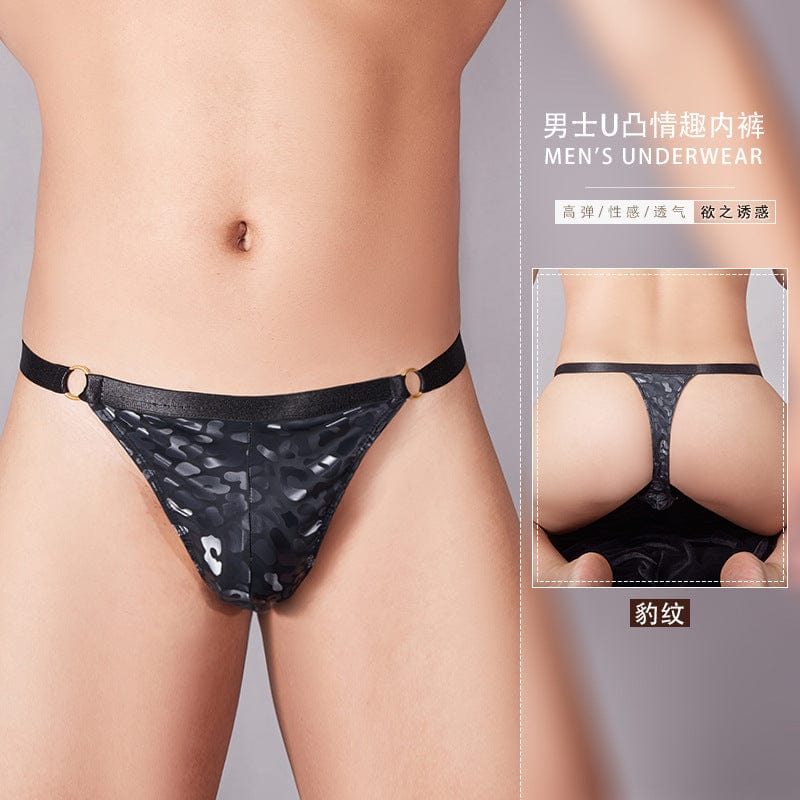 Menaful™ Leopard Print / one-size Men's High Elasticity Printed PU Leather Brief