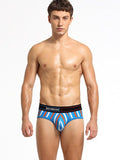 menaful Light Blue / M Colorful Striped Cotton Briefs