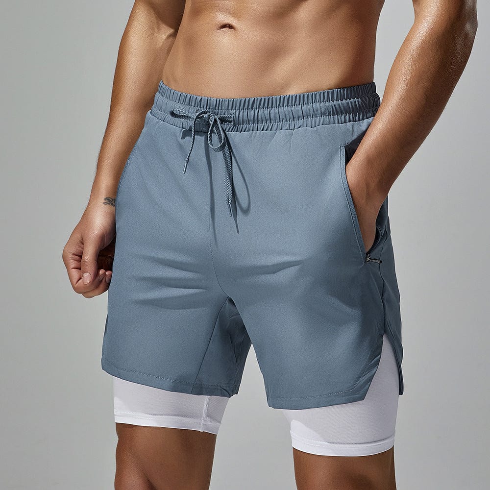 Menaful™ light blue / M Men's Double-Layer Quick-Dry Fitness Shorts