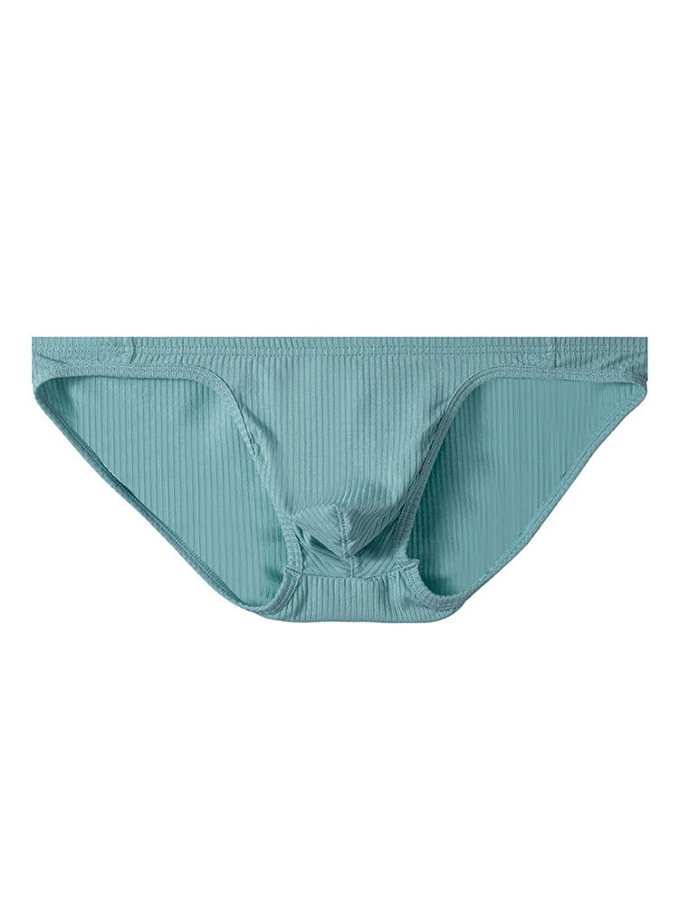 menaful Light Blue / M Men's Pit Cloth Solid Color Low Waist Briefs