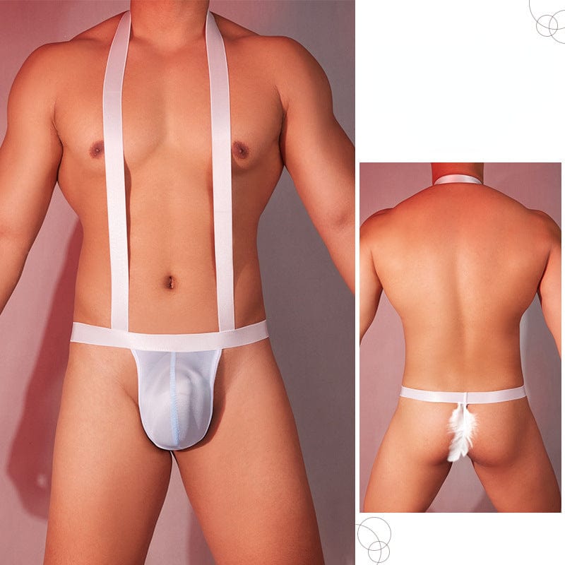 Menaful™ Light blue / one-size Men's Elastic Thong with Suspenders