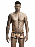 menaful M Sexy Tiger Print Men's Boxer Briefs-Brown