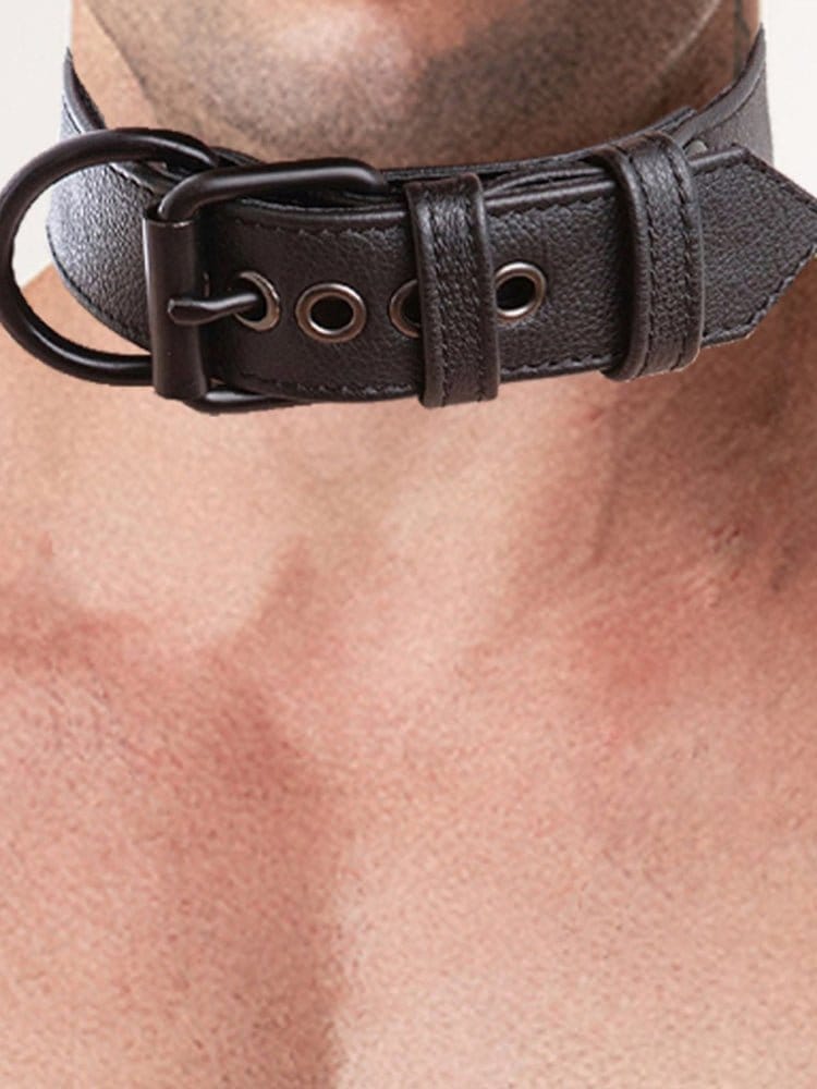 menaful Men's Adjustable Genuine Leather Choker